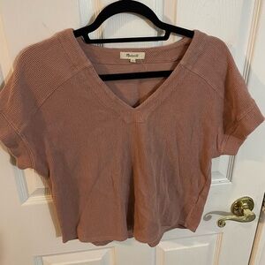 Madewell Mauve V-Neck Short Sleeve Tee